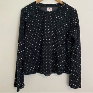Sundry Womens Washed Black Polka Dot Raglan Sleeve Sweatshirt SZ 1-Small